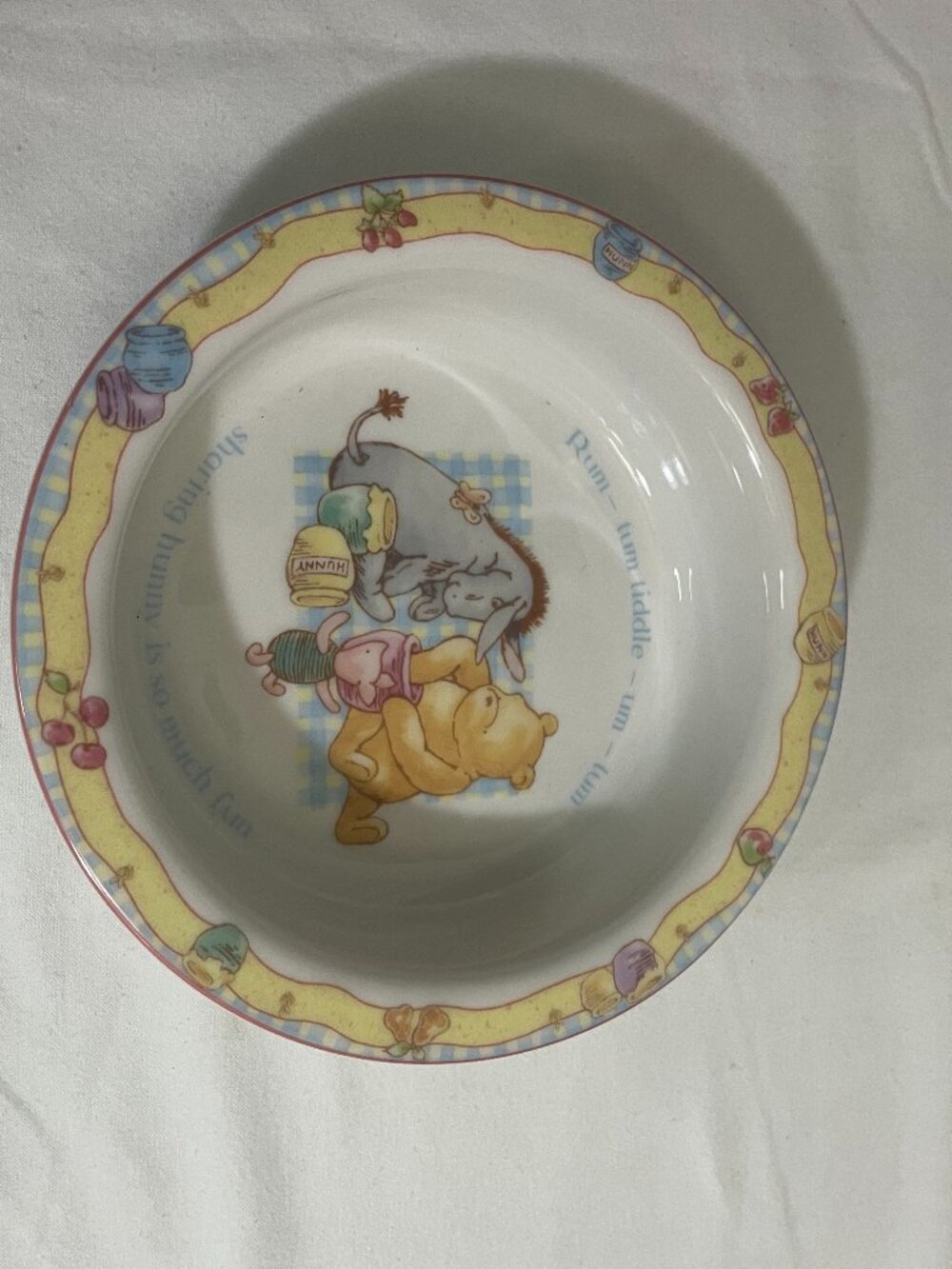 Disney Winnie the Pooh Child's Cereal Bowl Eeyore Piglet Ceramic 6.5" Bowl